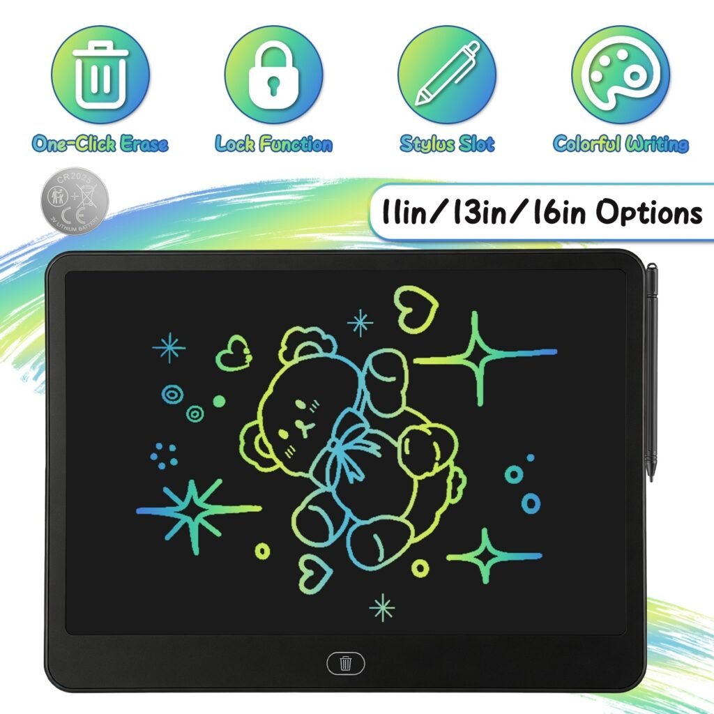 LCD Writing Tablet For Kids, Reusable Doodle Board With Stylus & Lock Function, One-Touch Erase Drawing Pad For Boys Girls Toddler Travel Learning Toys