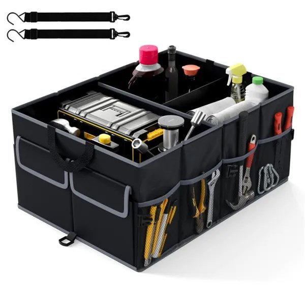 13 Gallon Car Trunk Organizer — 3 Compartments + 6 Pockets, 600D Oxford Fabric