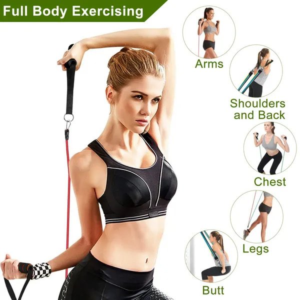 11Pcs Resistance Bands Set Fitness Workout Tubes Exercise Tube Bands - Image 10