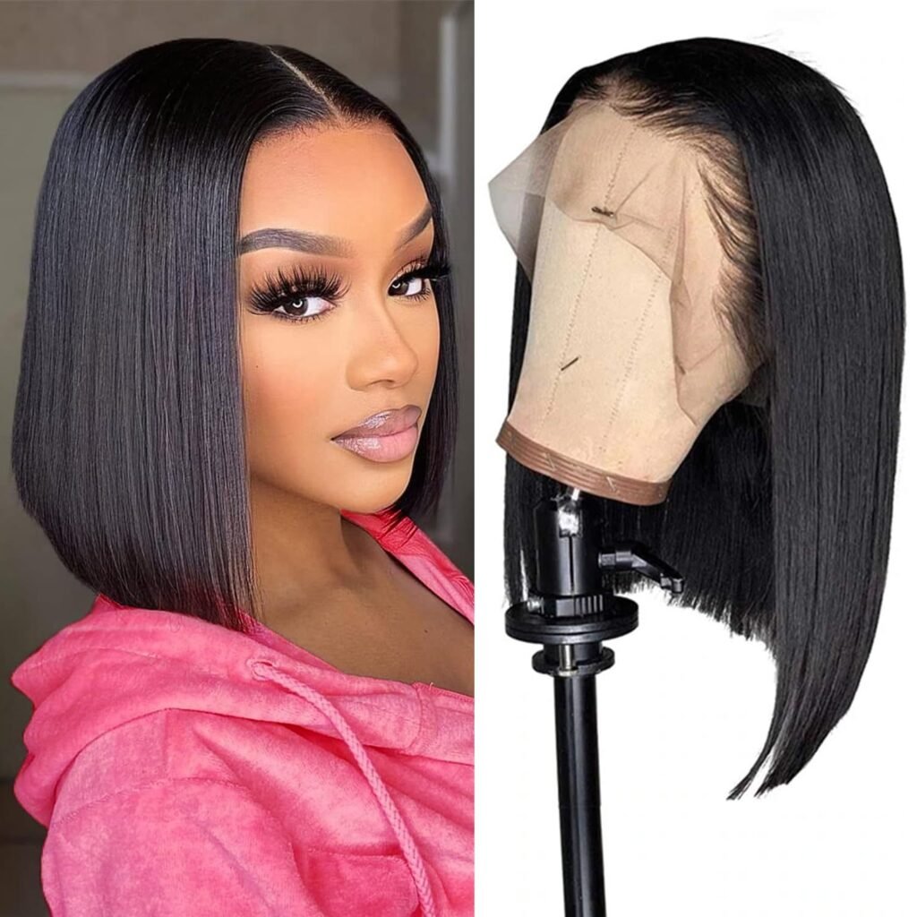 Straight Bob Human Hair Wig — 13x4 Lace Front, Natural Color, 16 Inches