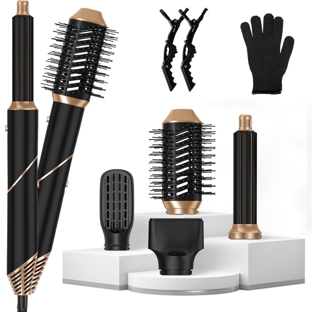 5-in-1 Hot Air Styler Set — Hair Dryer Brush, Curler & Straightener, 3 Heat Settings