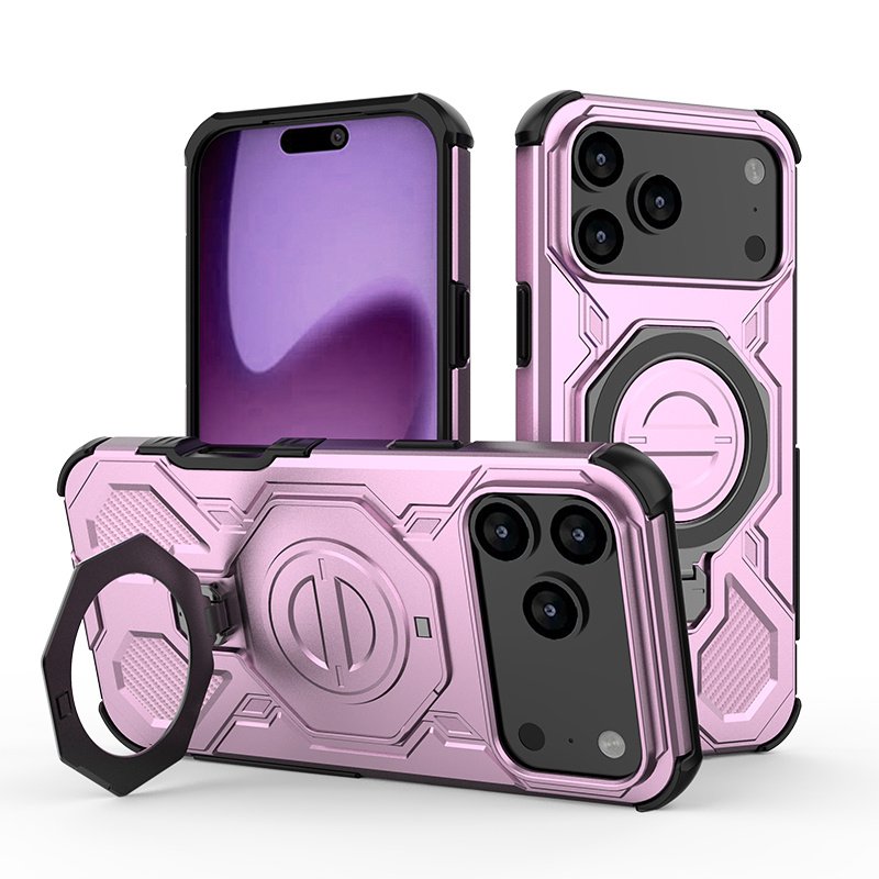 iPhone 17 Pro Shockproof Case with Kickstand — Magnetic, Pink