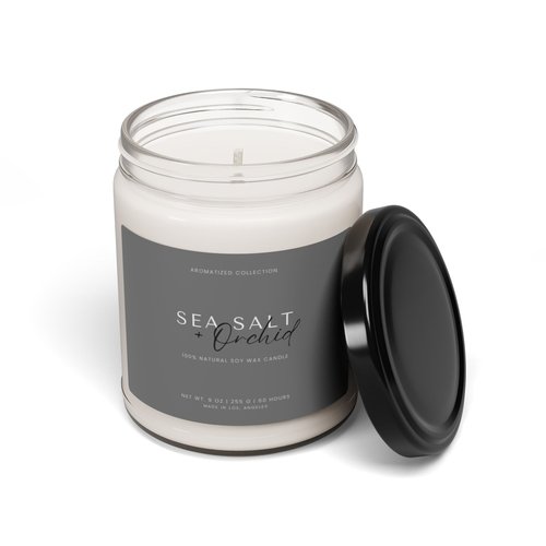 Orchid Sea Salt Scented Candle - Aromatic Relaxation, Home Decor Gift,