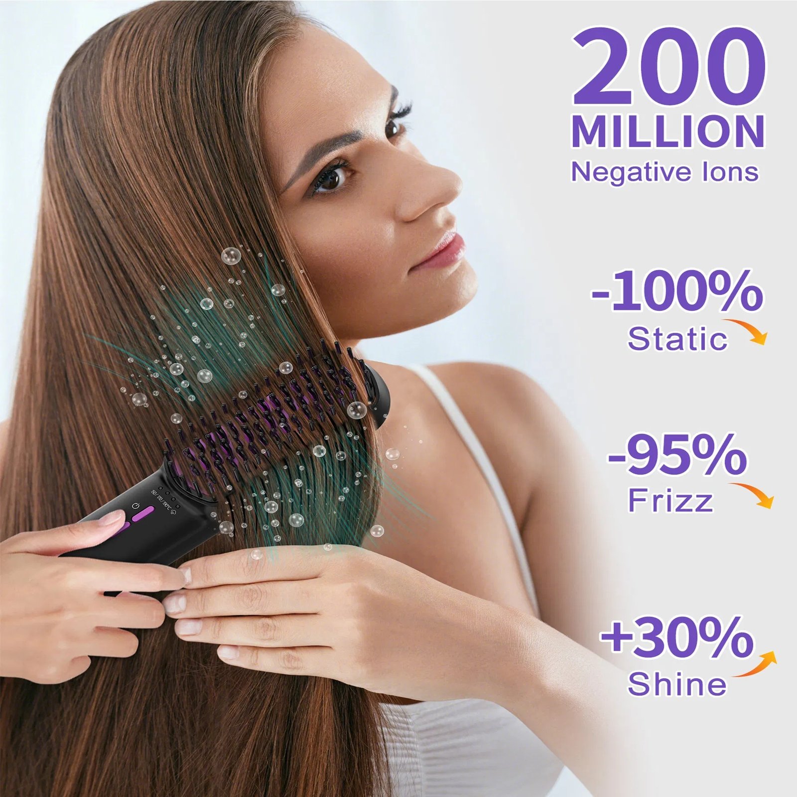 Ionic Steam Hair Straightener Brush — Ceramic Heated Brush, Anti-Frizz, Fast Heating - Image 8