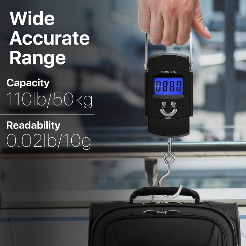 Digital Luggage Scale - Portable Hanging Suitcase Weight Scale With Backlit LCD Display, 110lb/50kg Capacity, Tare Function and Hook for Travel - Image 6