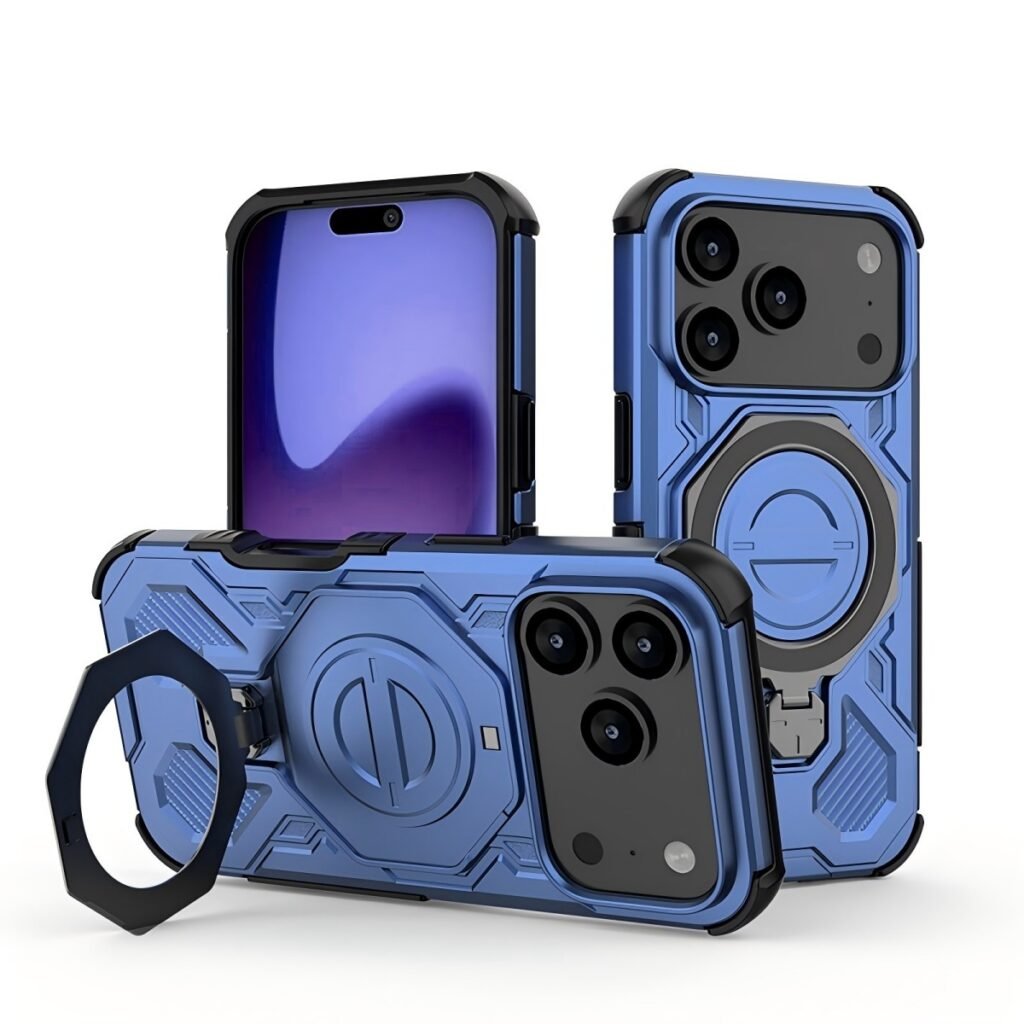 iPhone 17 Pro Shockproof Case with Kickstand — Magnetic, Blue