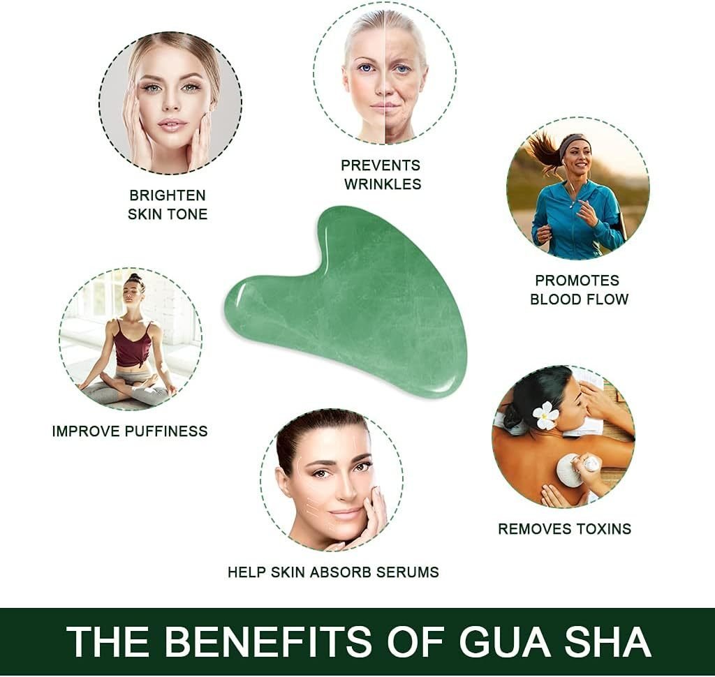 Jade Gua Sha Facial Massage Tool & Rosehip Oil Set with Travel Pouch - Image 7