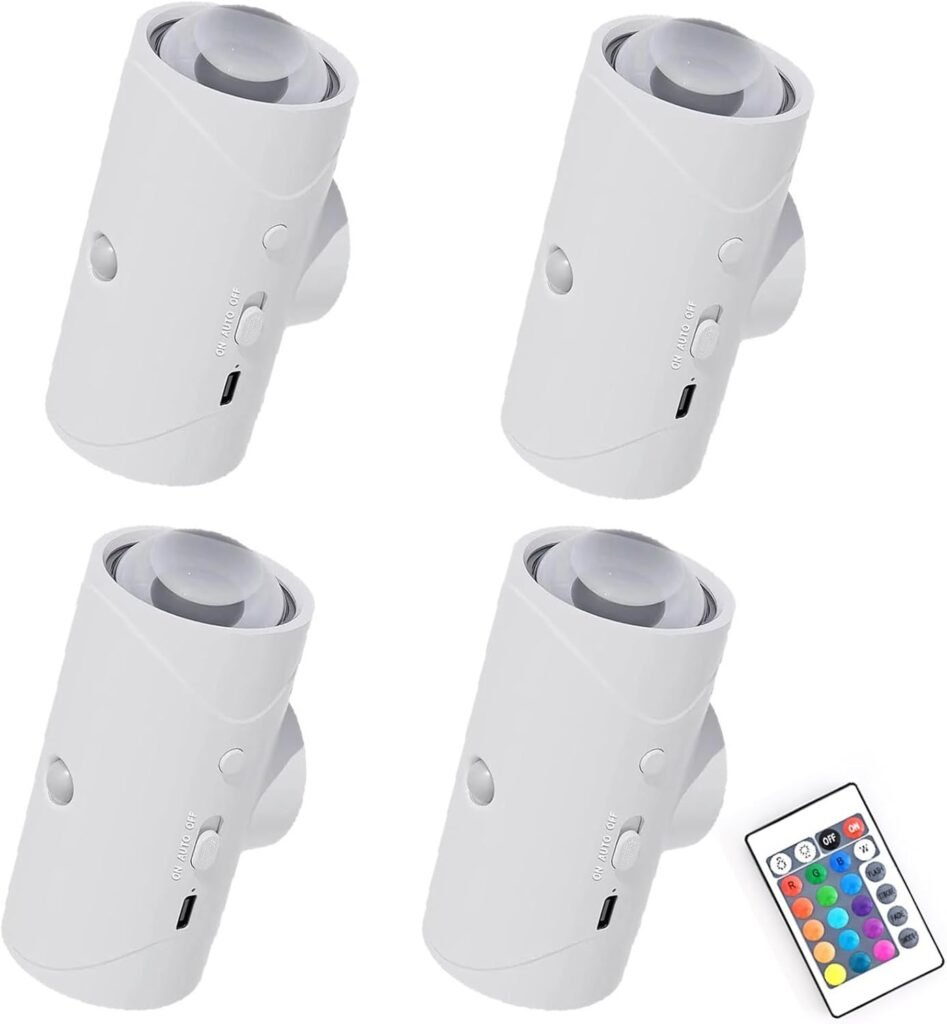 Rechargeable Motion Sensor Night Light, Magnetic LED Wall Light With RGB Color Changing & 3000K Warm Light, Wireless Battery Powered Stick-On Light For Hallway, Stairs, Bedroom, Closet
