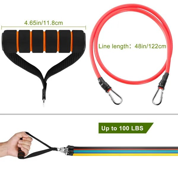 11Pcs Resistance Bands Set Fitness Workout Tubes Exercise Tube Bands - Image 6