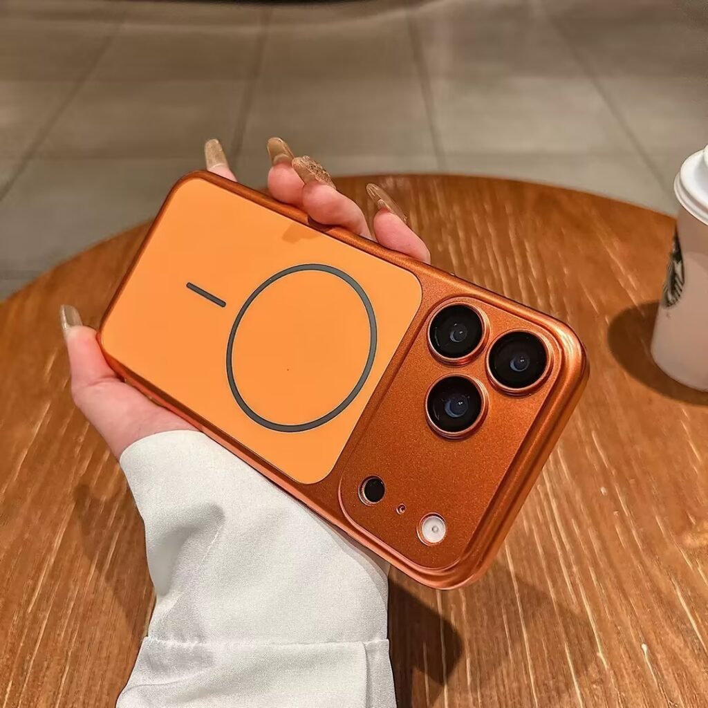 iPhone 17 Pro Max Magnetic Case — Orange (Wireless Charging Compatible)