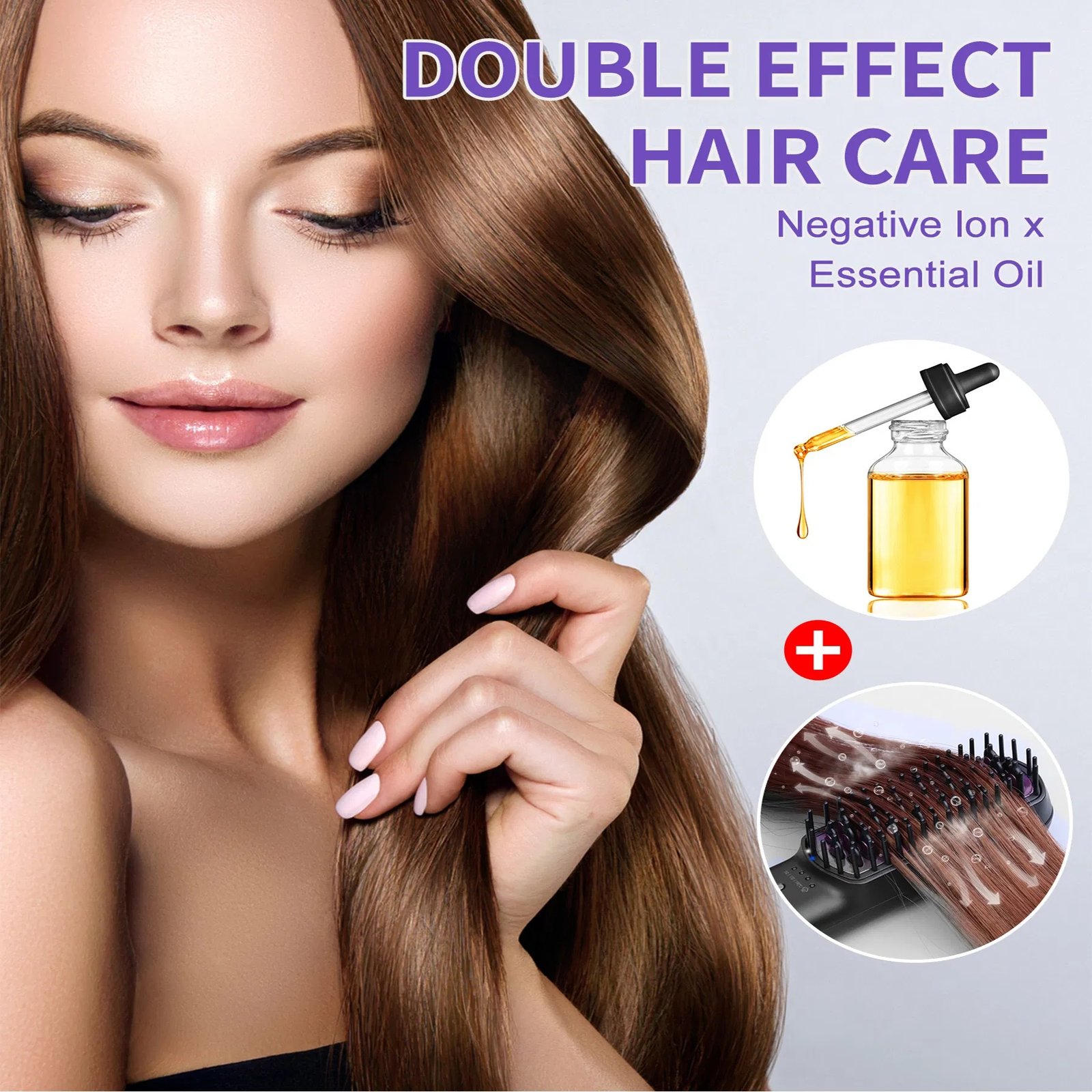 Ionic Steam Hair Straightener Brush — Ceramic Heated Brush, Anti-Frizz, Fast Heating - Image 5