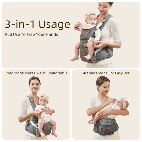 Ergonomic 3-in-1 Baby Carrier and Hipseat - Image 2