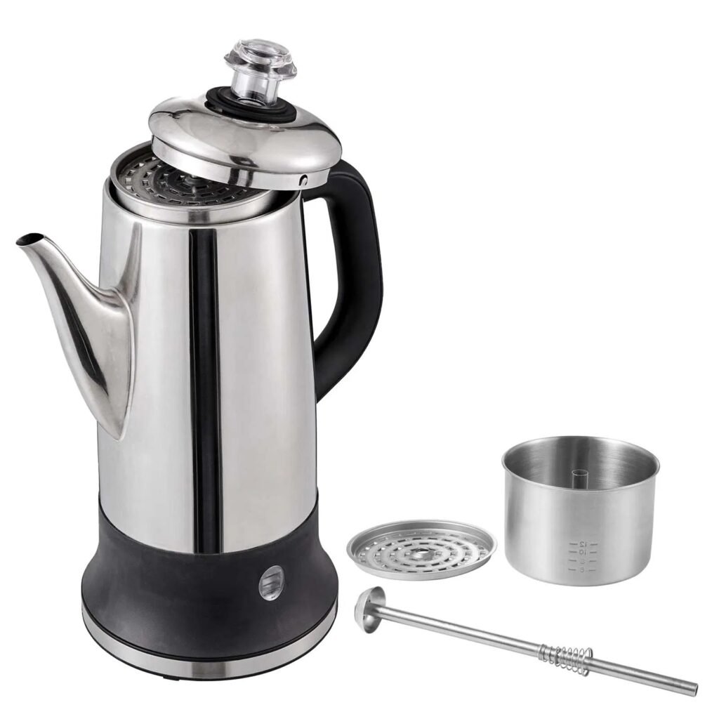 12-Cup Electric Percolator Coffee Pot — Stainless Steel