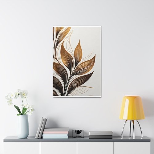 Wall Art Decor - Canvas Print Artwork - Floral Brown Line Art Print - Image 4
