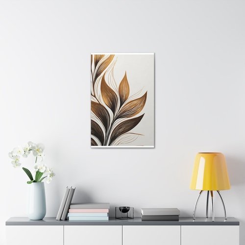 Wall Art Decor - Canvas Print Artwork - Floral Brown Line Art Print - Image 3