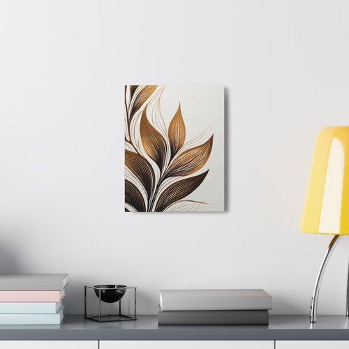 Wall Art Decor - Canvas Print Artwork - Floral Brown Line Art Print - Image 2